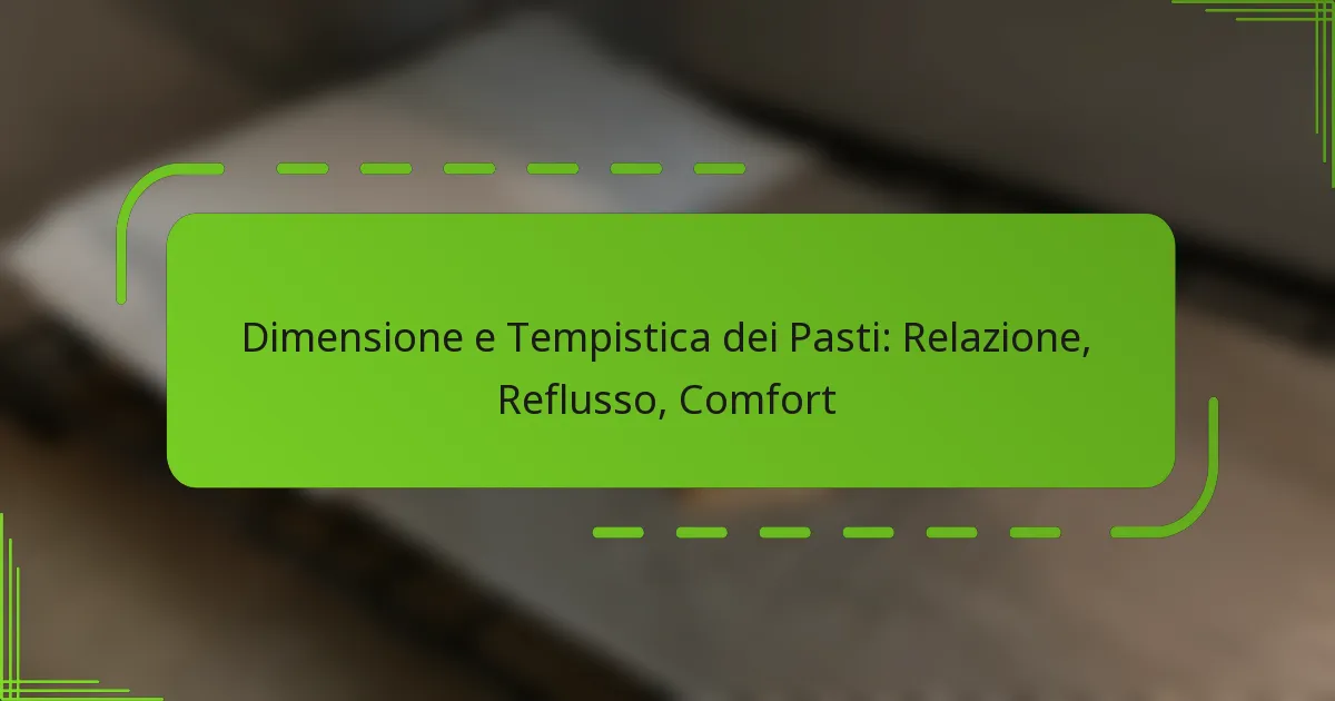 Dimensione e Tempistica dei Pasti: Relazione, Reflusso, Comfort