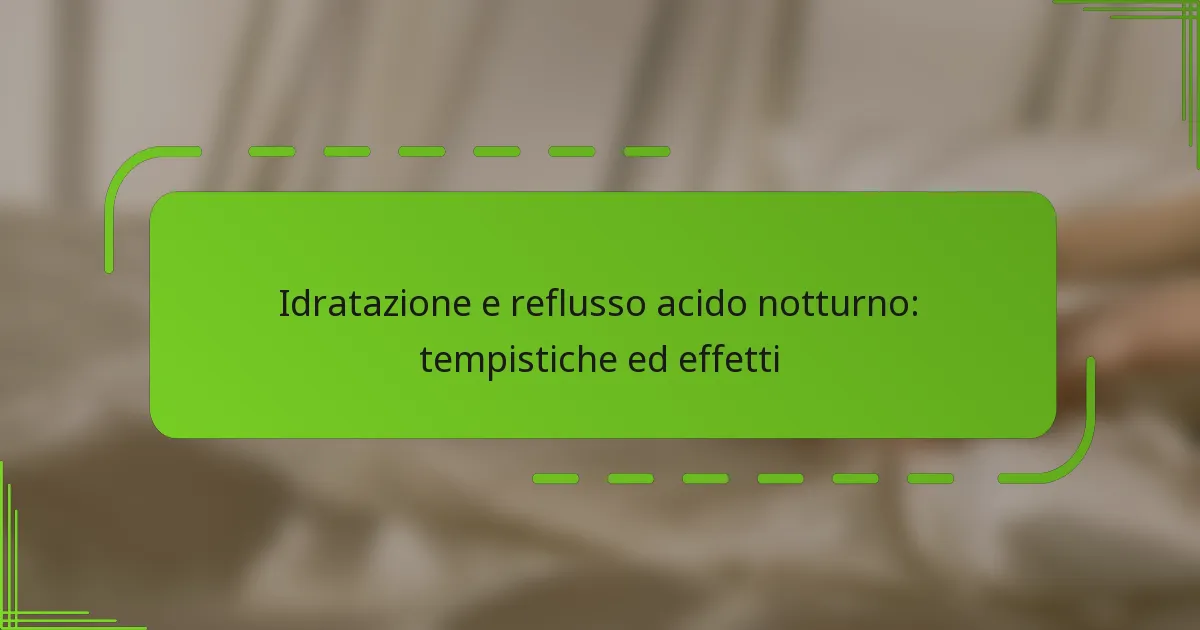 Idratazione e reflusso acido notturno: tempistiche ed effetti
